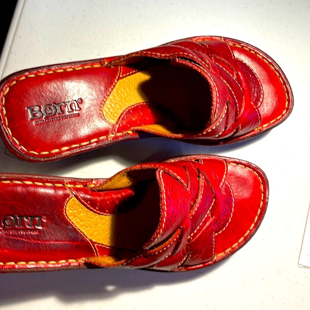 Born wedge leather clogs